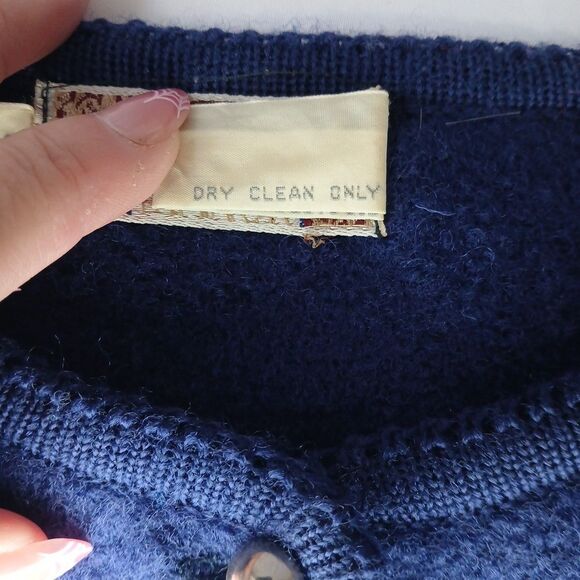 Field Manor Womens Vintage 50s Boiled Wool Blazer Sweater Sz 14 Silver Buttons - Picture 3 of 8